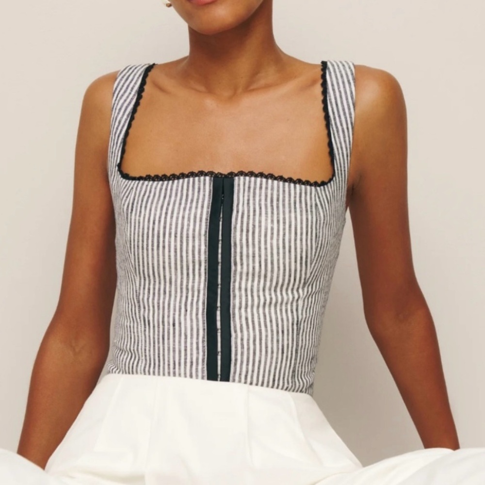 Striped Sleeveless Top with Black Trim